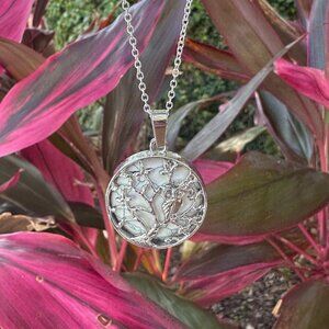 NEW Large Faux Howlite Owl on a Tree Pendant Necklace